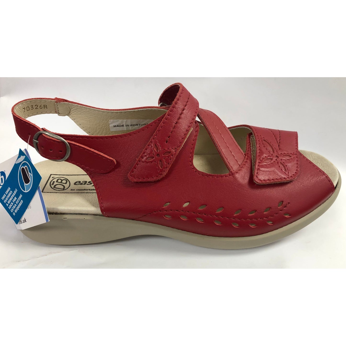 EasyB Rød skinnsandal str41EasyB Rød skinnsandal str41. Velcro, Uttagbar innersåle, E-bredde.